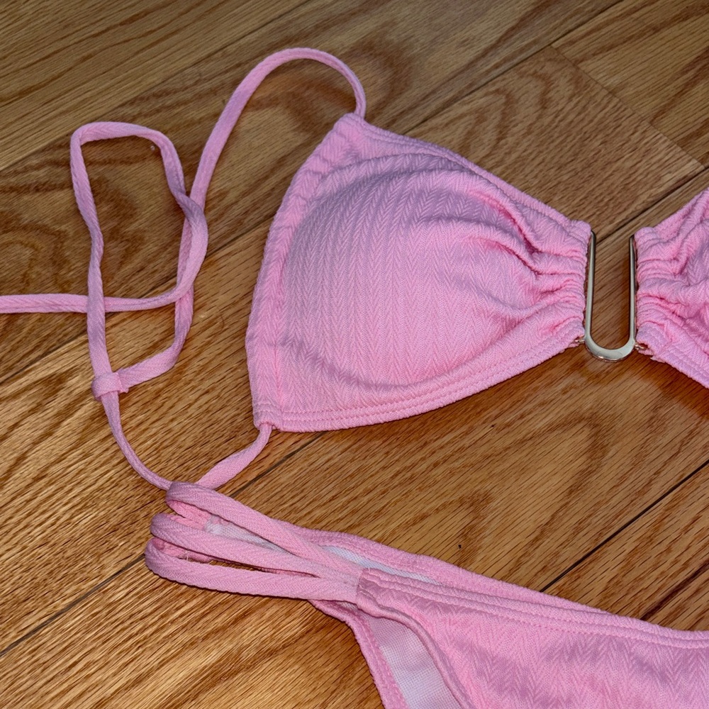 Pink Ribbed Bikini Set - Picture 7 of 8